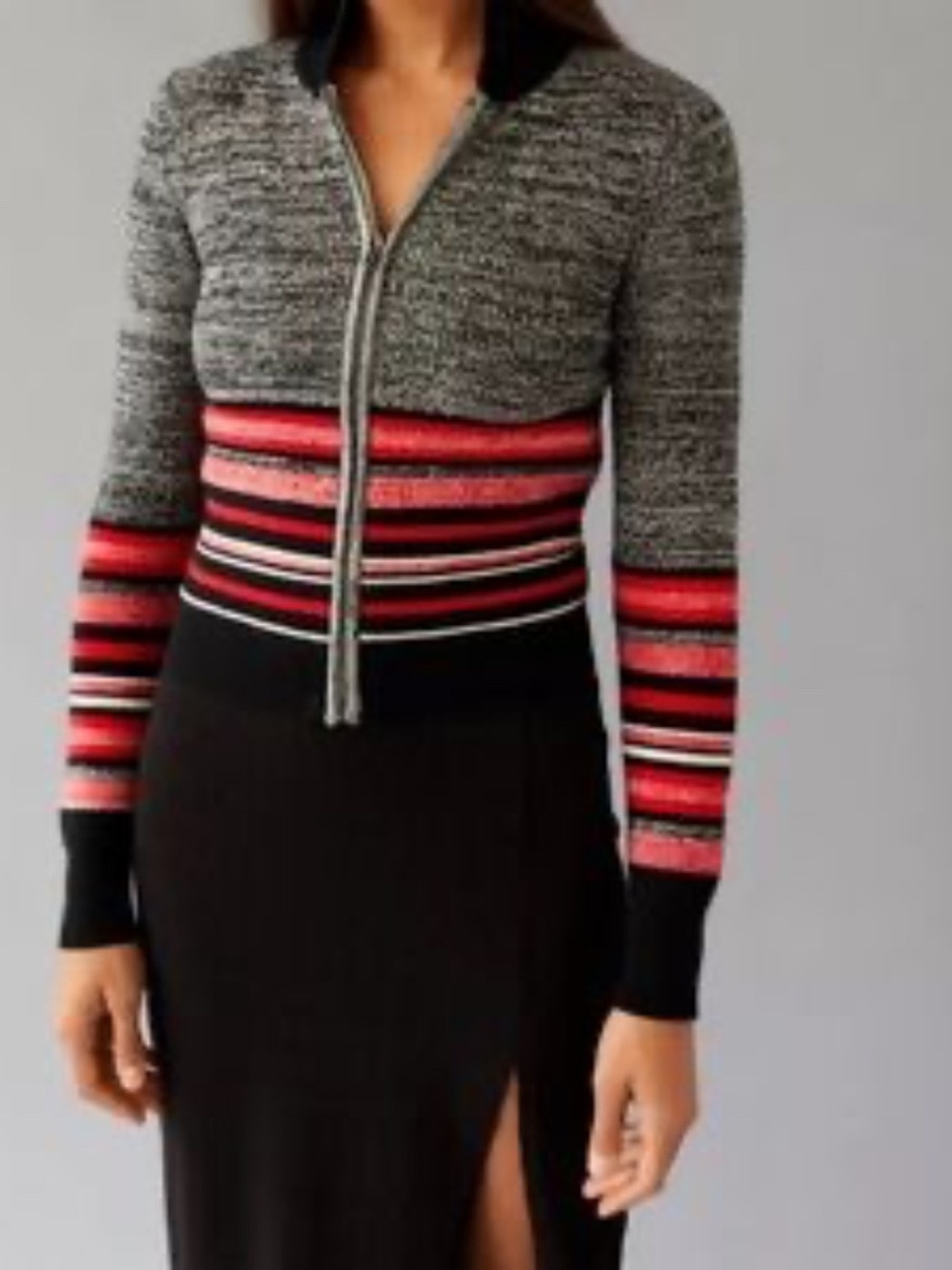 URBAN OUTFITTERS BDG Quinn Zip-Up Sweater‎, Black, Red, White Size M